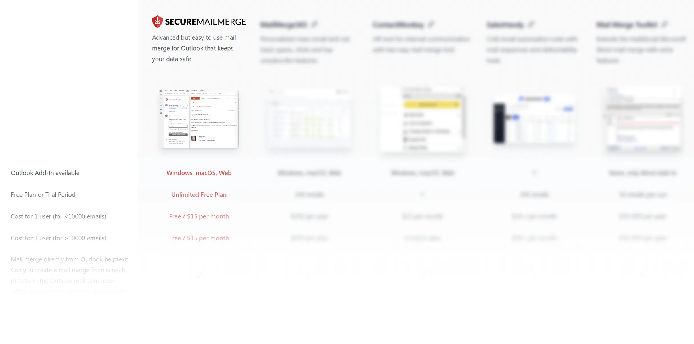 Compare SecureMailMerge à d'autres plugins de publipostage.