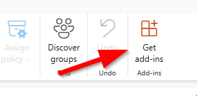 Capture d'écran du bouton Obtenir des compléments dans Microsoft Outlook sur le Web