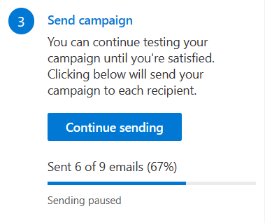 Capture d'écran d'une campagne mise en pause
