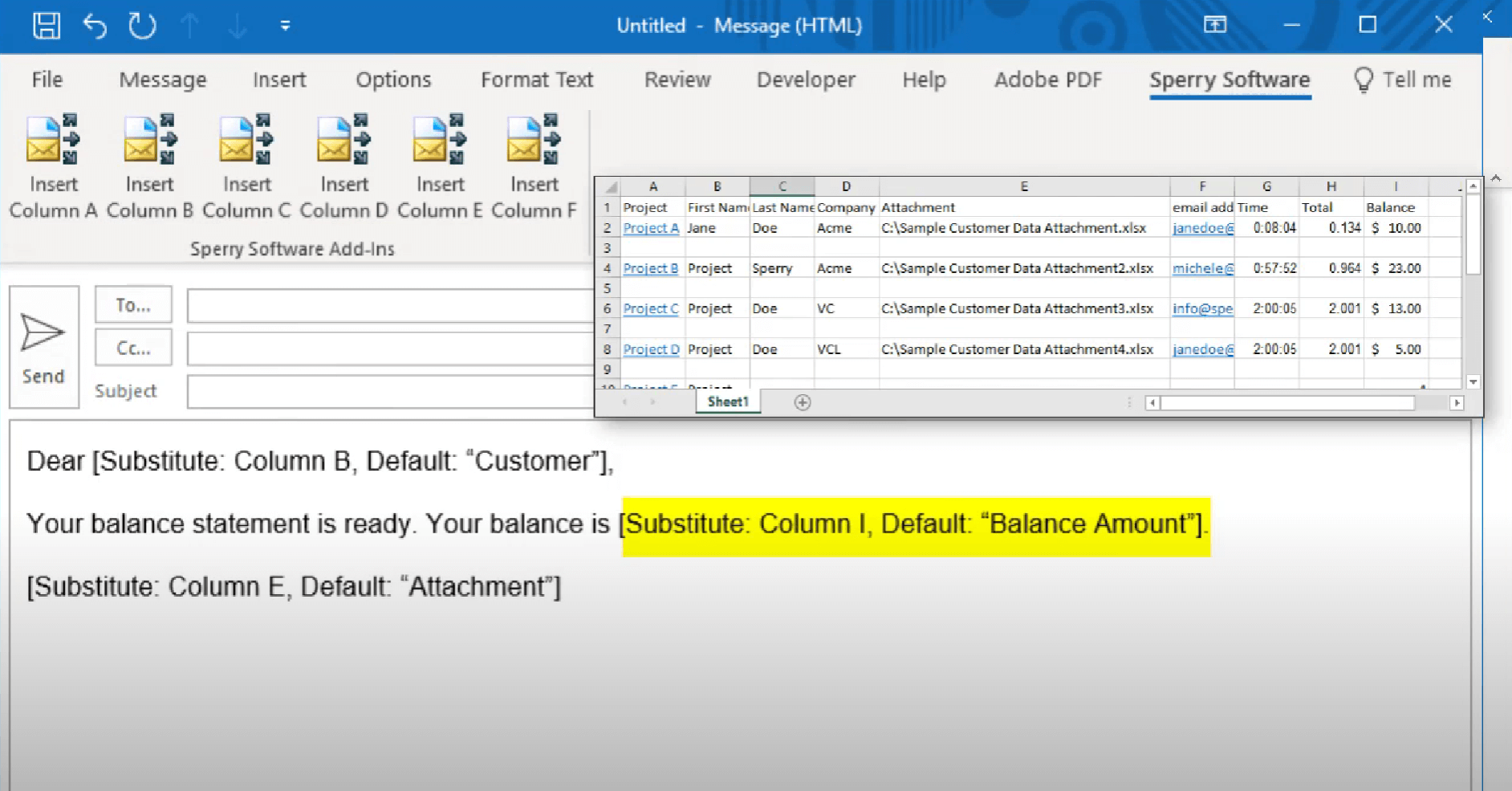 Screenshot of Sperry Envoie Individuellement