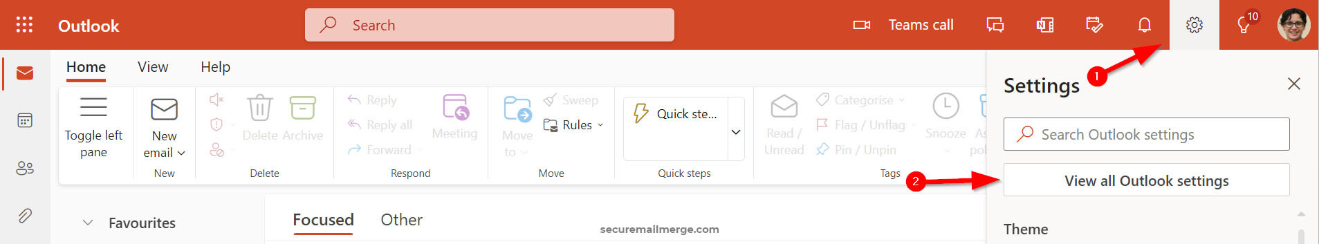 Accéder aux paramètres d'Outlook dans le Nouveau Outlook et sur le Web - outlook.office.com