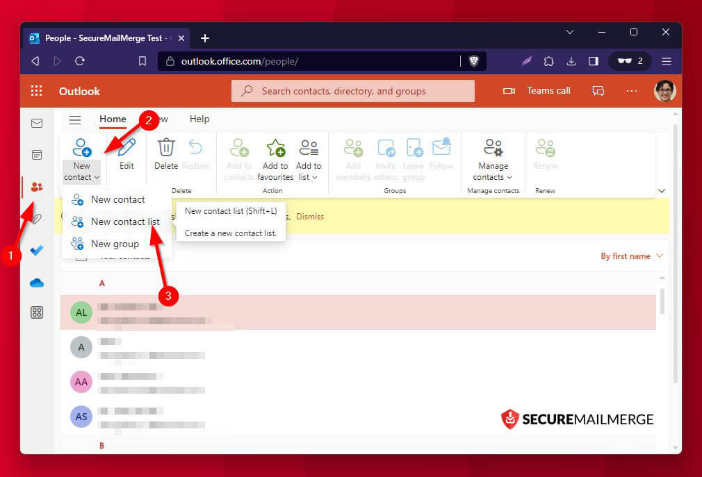 Étapes rapides pour configurer un groupe de contacts Outlook dans le nouveau Outlook