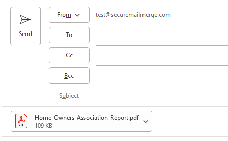 Une pièce jointe ajoutée à un message modèle d'email