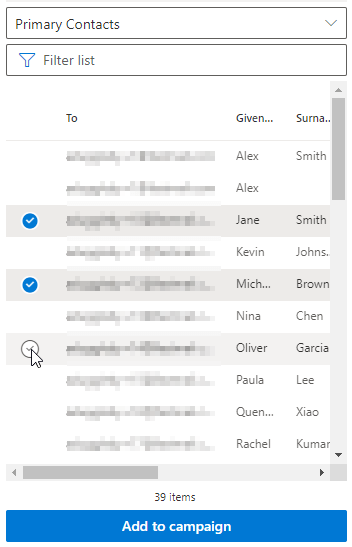Ajouter des contacts à la campagne dans SecureMailMerge