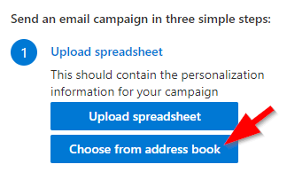 Bouton pour passer en mode carnet d'adresses