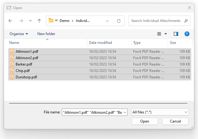Sélectionner les fichiers depuis ton disque dur