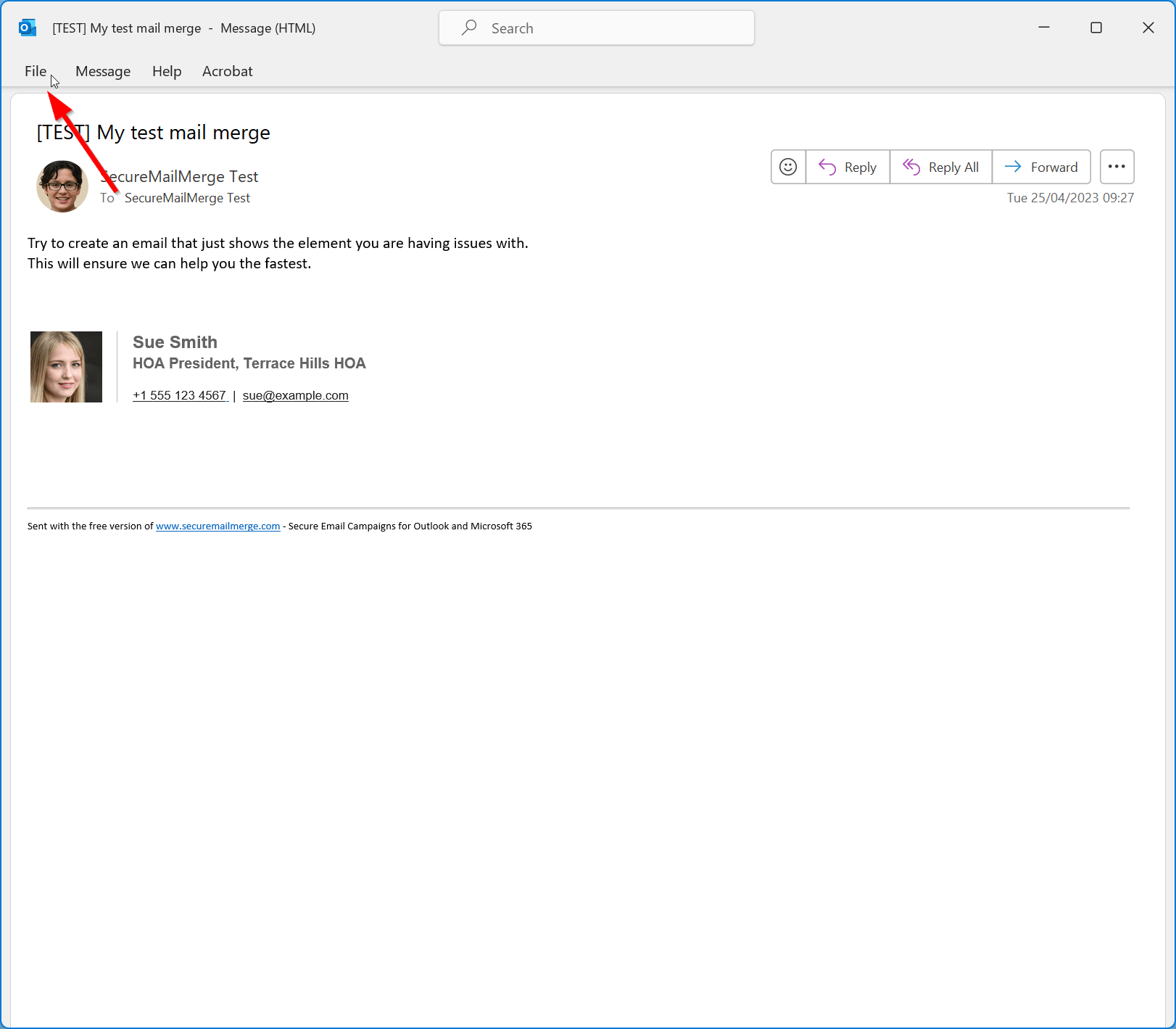 Ouvrir le menu fichier